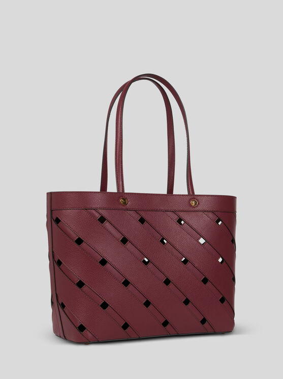 Shop Etro Medium Tote Bag With Cut-outs In Bordeaux