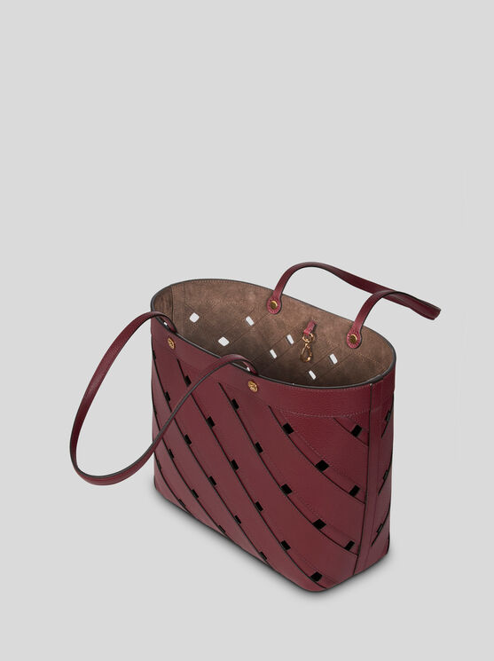 Shop Etro Medium Tote Bag With Cut-outs In Bordeaux