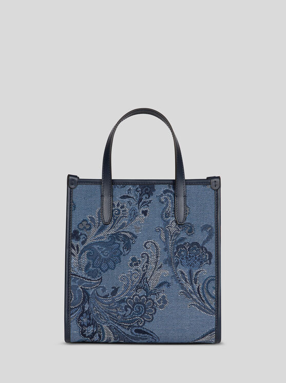 ETRO SMALL DENIM JACQUARD LOVE TROTTER BAG 