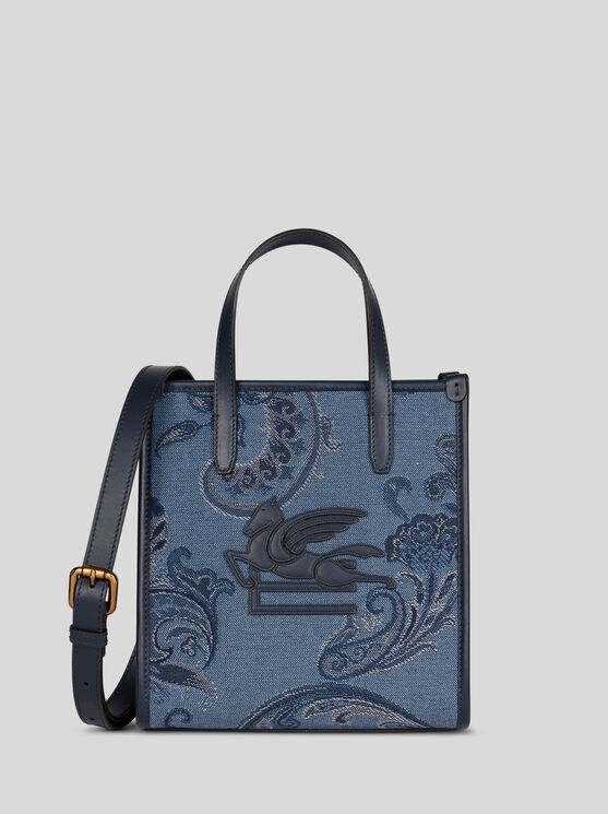 ETRO SMALL DENIM JACQUARD LOVE TROTTER BAG 