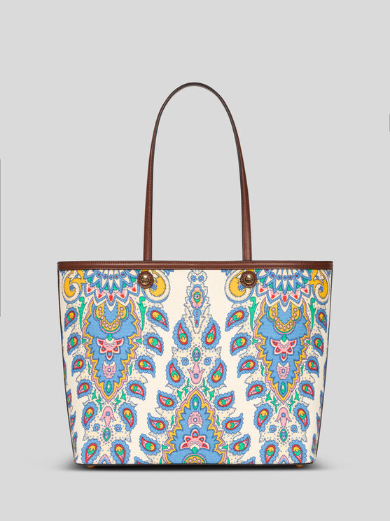 Etro Mini Essential Paisley Print Tote Bag In White
