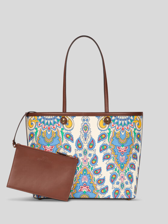 Etro Mini Essential Paisley Print Tote Bag In White