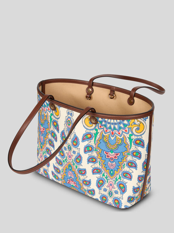 Etro Mini Essential Paisley Print Tote Bag In White