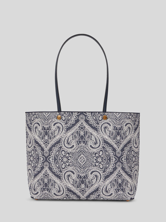 Etro Essential Medium Jacquard Denim Tote Bag, Woman, Blue In Blue