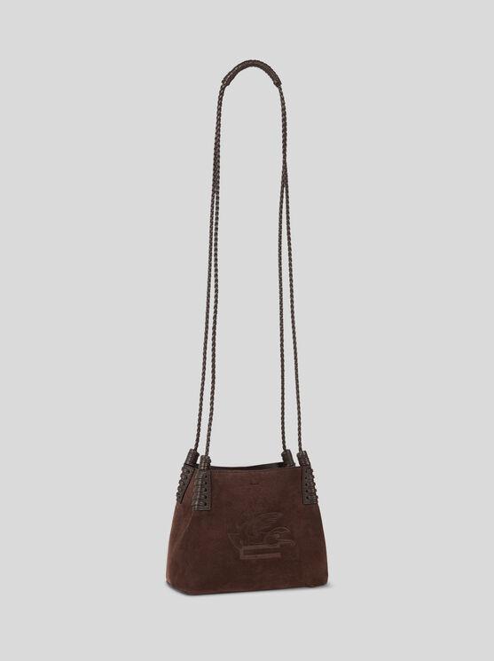 Etro , Mini Libra Tote Bag In Suede, Woman, Brown In Brown