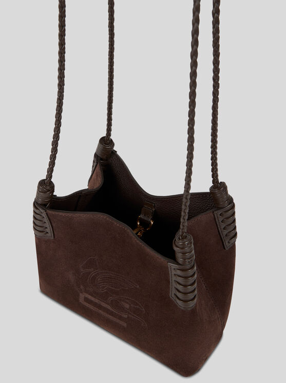 Etro , Mini Libra Tote Bag In Suede, Woman, Brown In Brown