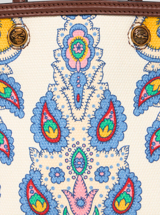 Etro Essential Mini Printed Canvas Bag In White
