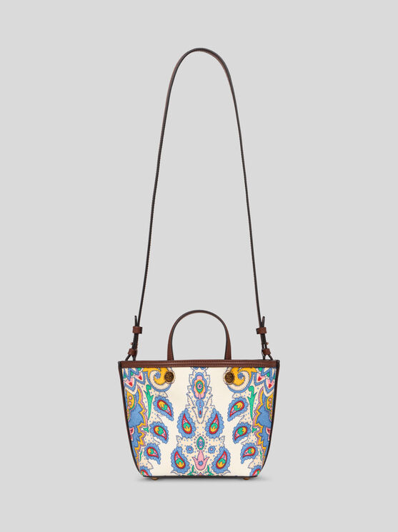 Etro Essential Mini Printed Canvas Bag In White