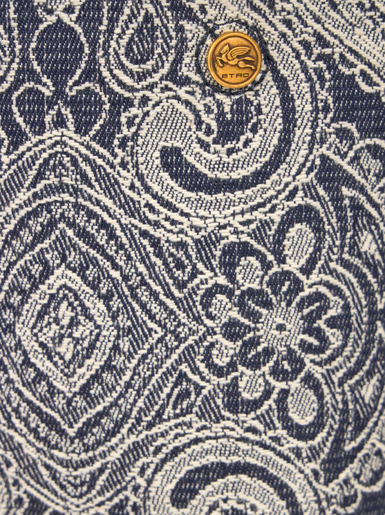Etro Essential Mini Jacquard Denim Tote Bag, Woman, Blue In Blue