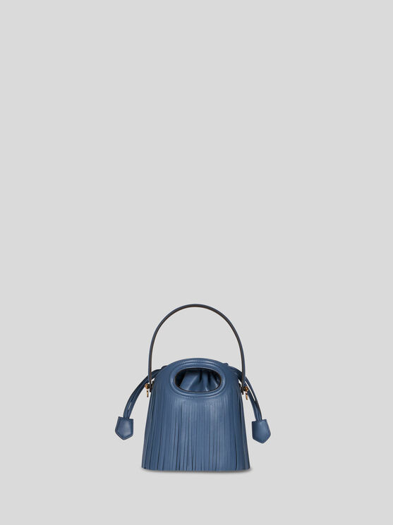 Shop Etro Mini Saturno Bag With Fringing In Light Blue