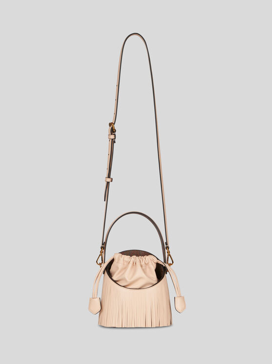 Shop Etro Mini Saturno Bag With Fringing In Pink