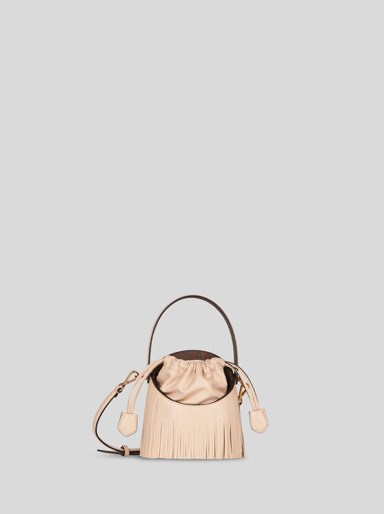 Shop Etro Mini Saturno Bag With Fringing In Pink