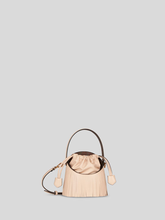 Shop Etro Mini Saturno Bag With Fringing In Pink