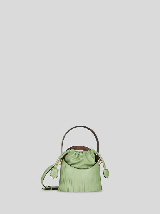 Shop Etro Mini Saturno Bag With Fringing In Green