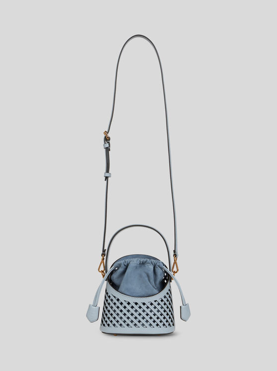 Shop Etro Small Saturno Bag With Cut-outs In Hellblau