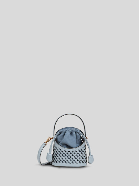 Shop Etro Small Saturno Bag With Cut-outs In Hellblau