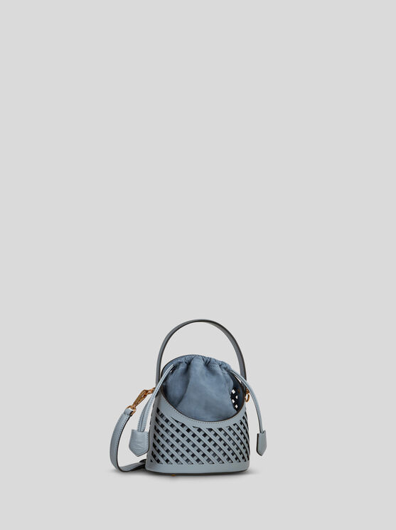 Shop Etro Small Saturno Bag With Cut-outs In Hellblau