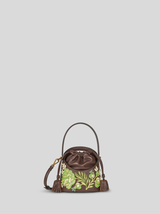 Shop Etro Medium Saturno Bag With Embroidery In Braun