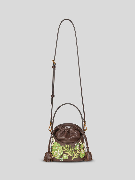 Shop Etro Medium Saturno Bag With Embroidery In Braun