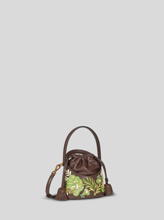 Shop Etro Medium Saturno Bag With Embroidery In Braun