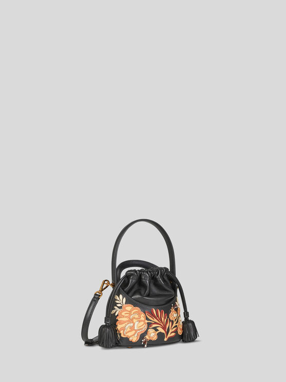 Shop Etro Medium Saturno Bag With Embroidery In Schwarz