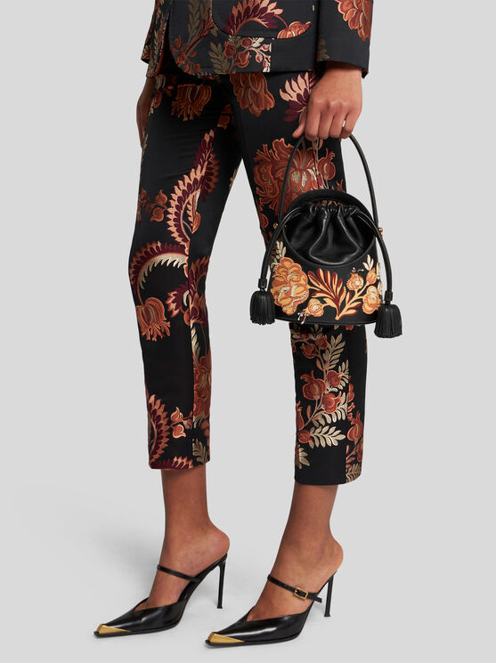 Shop Etro Medium Saturno Bag With Embroidery In Schwarz