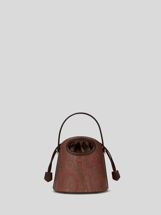 Shop Etro Medium Paisley Saturno Bag In Brown