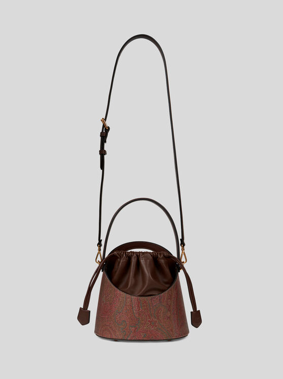 Shop Etro Medium Paisley Saturno Bag In Brown