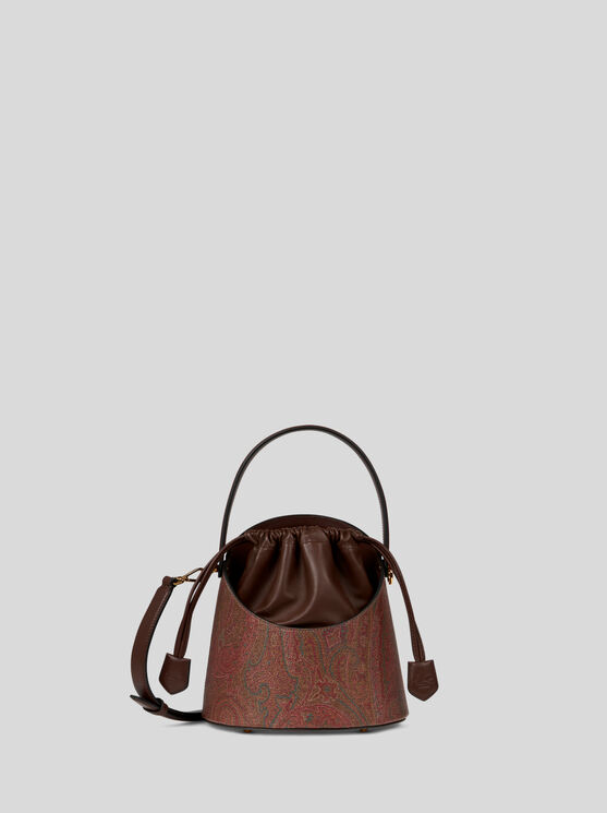 Shop Etro Medium Paisley Saturno Bag In Brown