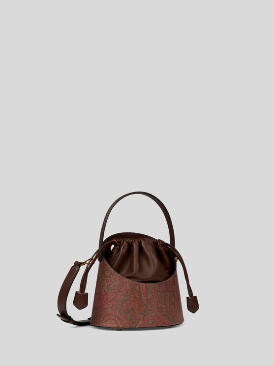 Shop Etro Medium Paisley Saturno Bag In Brown