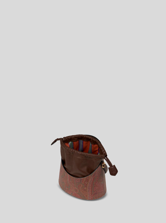 Shop Etro Medium Paisley Saturno Bag In Brown