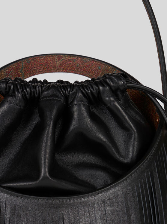 Shop Etro Medium Saturno Bag With Fringing In Black