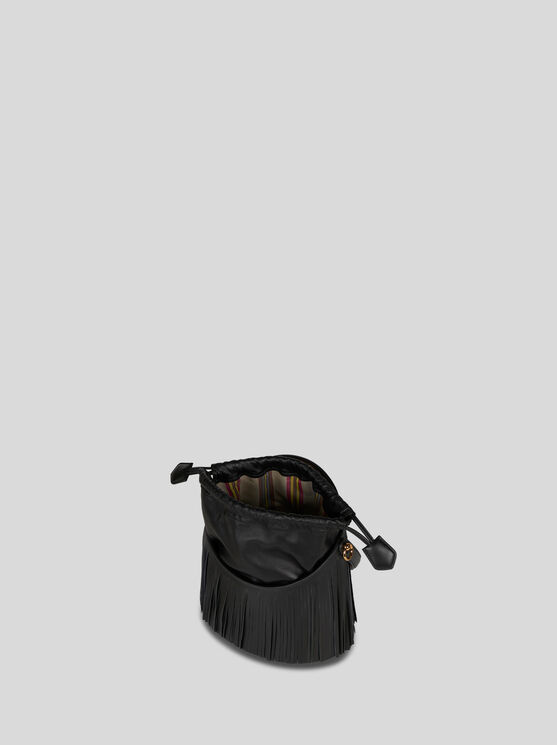 Shop Etro Medium Saturno Bag With Fringing In Black