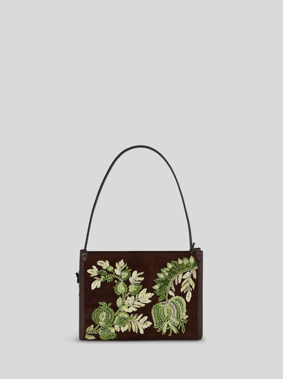 Shop Etro Suede Pouch With Embroidery In Braun