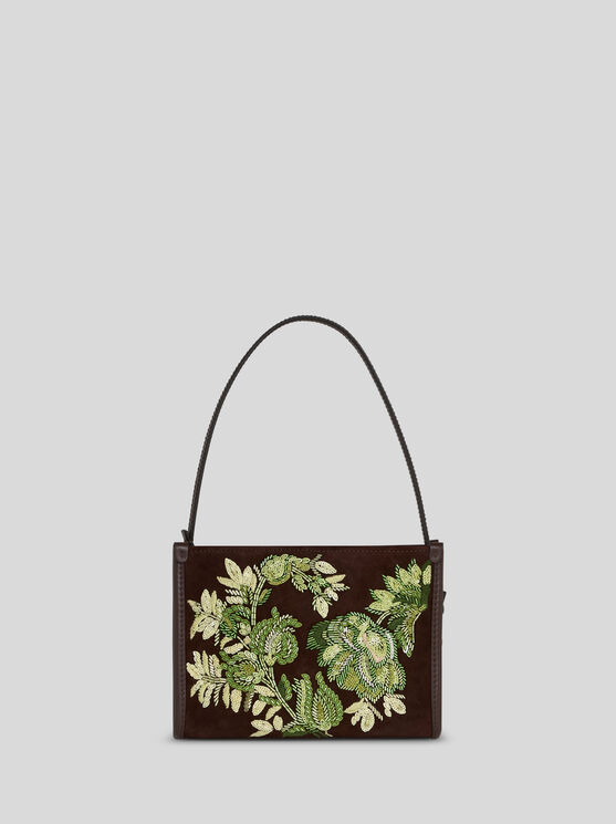 Shop Etro Suede Pouch With Embroidery In Braun