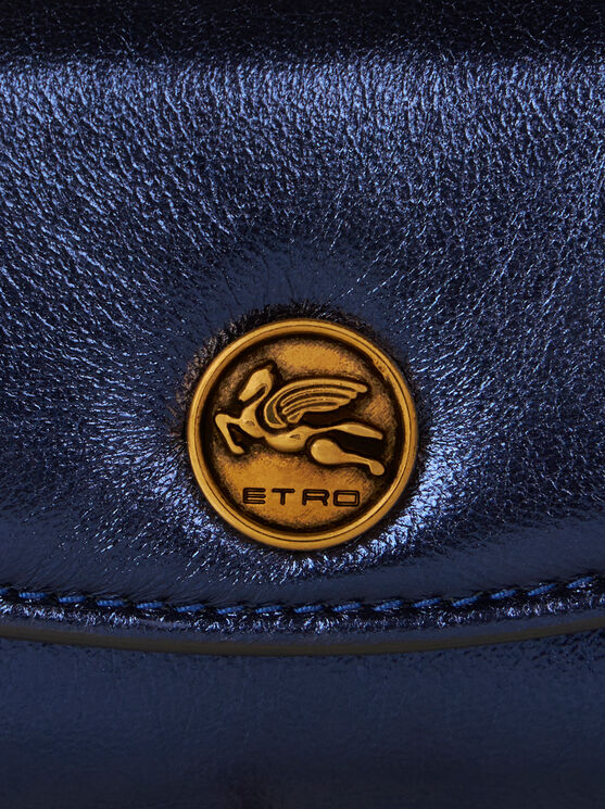 Etro Laminated Leather Coin Purse In Navy Blue
