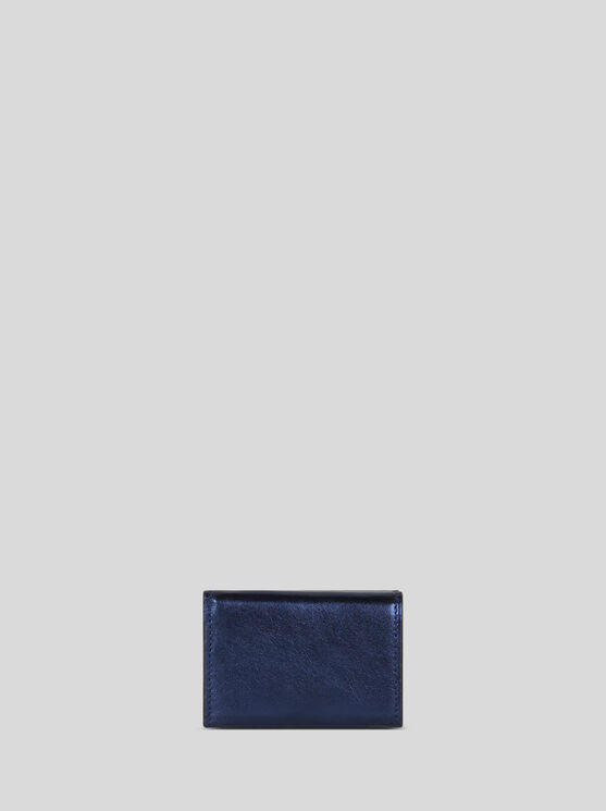 Etro Laminated Leather Coin Purse In Navy Blue