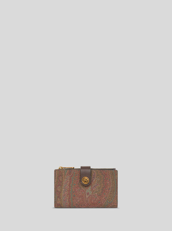 Etro Portemonnaie Mit Paisleymuster Aus Jacquardgewebe In Braun