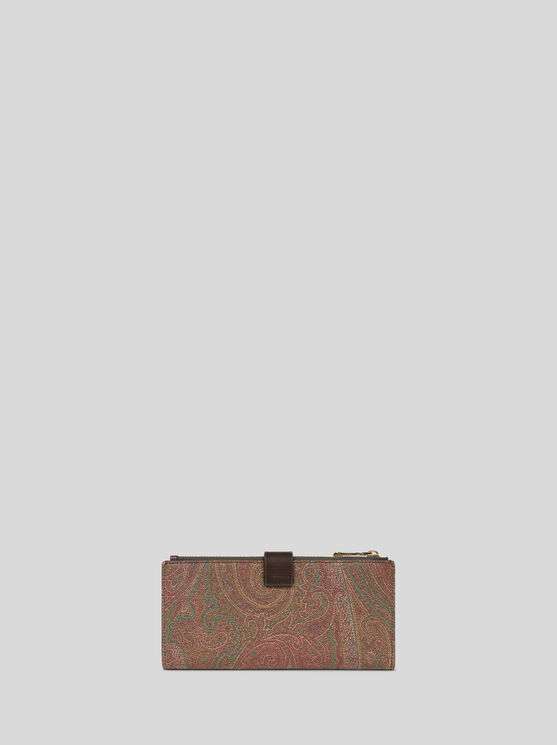 Etro Paisley Jacquard Wallet In Brown