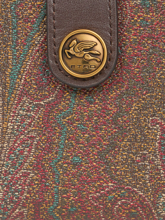 Etro Wallet In Iconic Paisley Jacquard Fabric In Brown