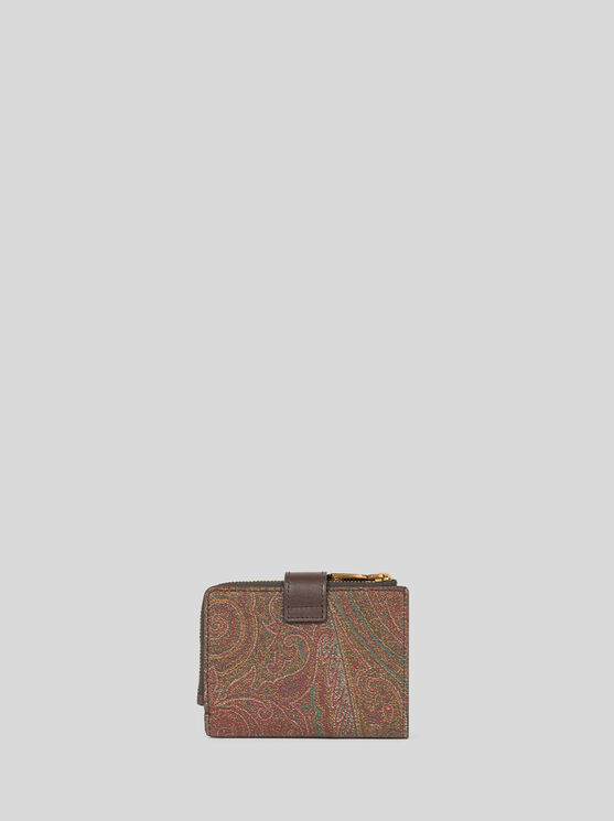 Etro Wallet In Iconic Paisley Jacquard Fabric In Brown