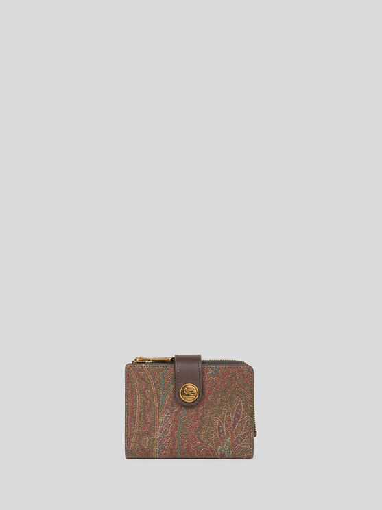 Etro Wallet In Iconic Paisley Jacquard Fabric In Brown