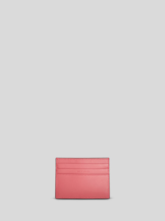 Shop Etro Leather Card Holder With Pegaso In Red