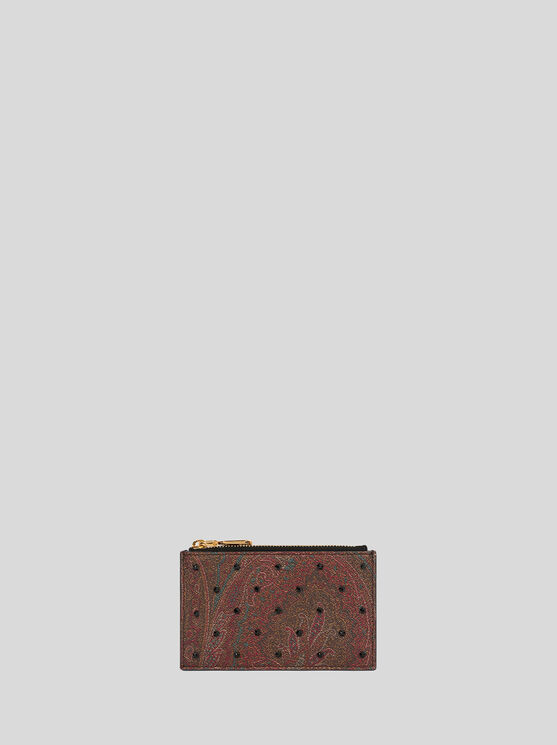Etro Kartenetui Mit Paisley-muster Und Reissverschluss In Schwarz
