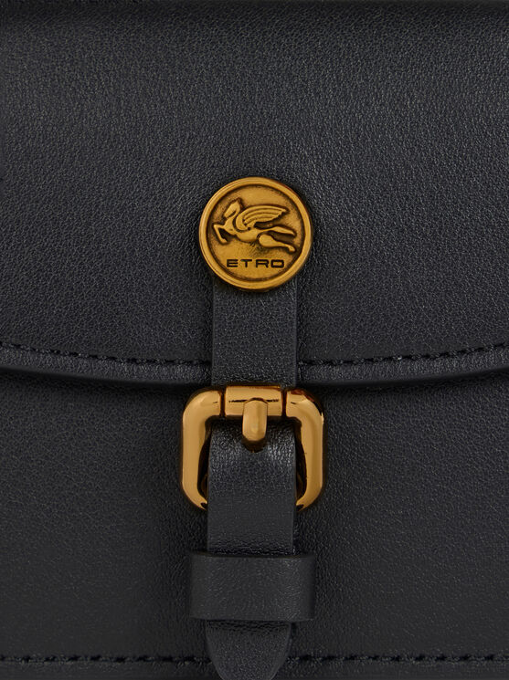 Etro , Leather Pony Card Holder, Woman, Black In Black