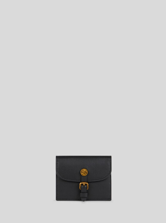 Etro , Leather Pony Card Holder, Woman, Black In Black