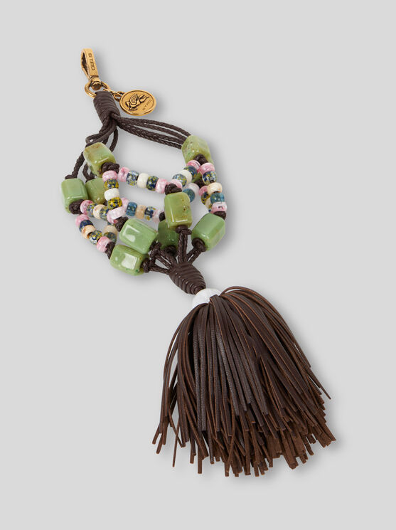 Etro Apple-tassel Leather Charm In Brown