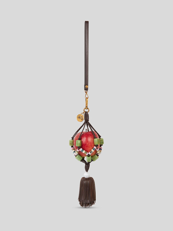Etro Apple-tassel Leather Charm In Brown