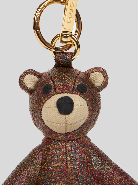 Etro Bear Charm Keychain In Braun