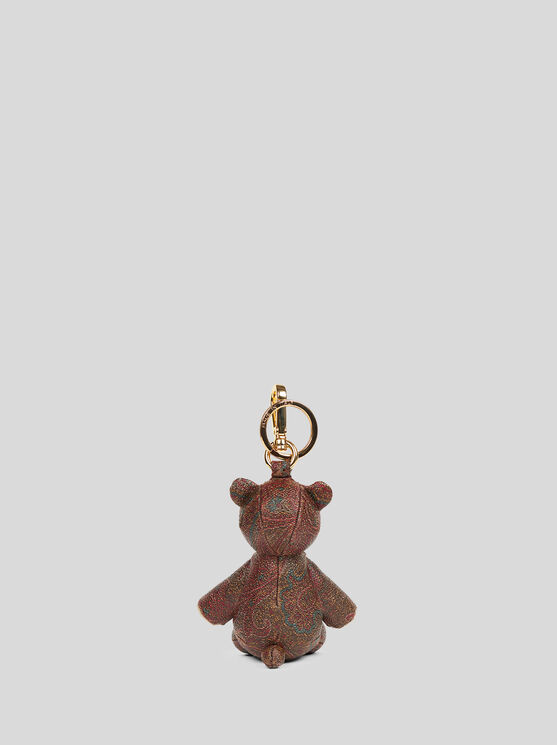 Etro Bear Charm Keychain In Braun